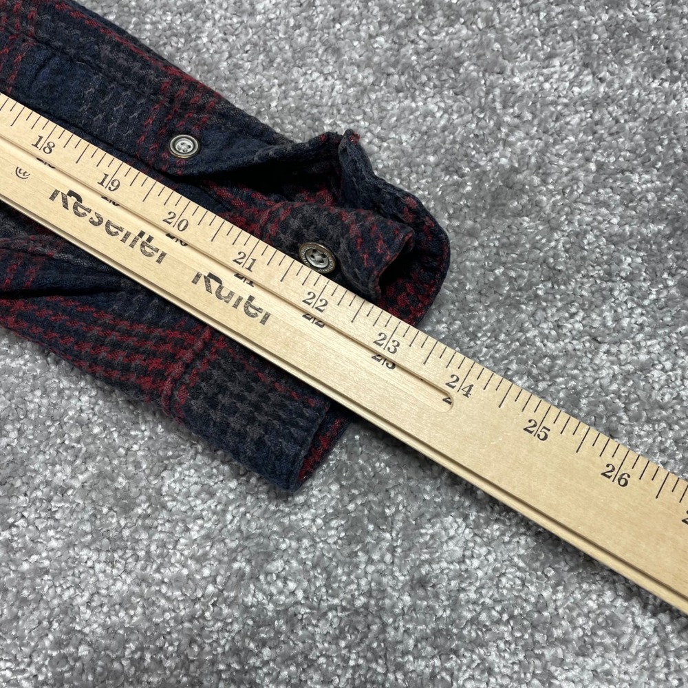Carbon 2 Cobalt Flannel Shirt Mens Medium Plaid Button Up Cotton Red Black Gray - Picture 13 of 14